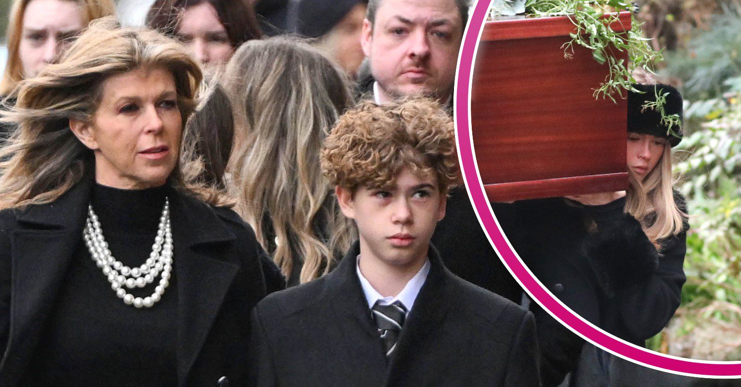 Kate Garraway and children at husband Derek Draper's funeral