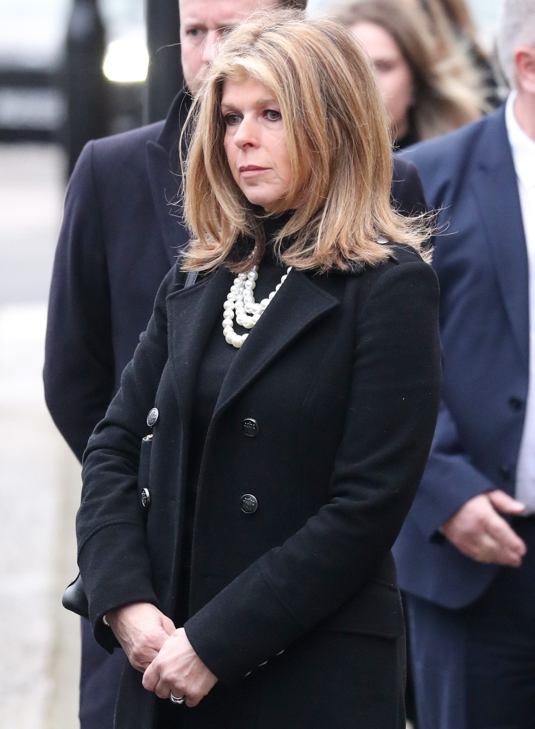 Kate Garraway looks sombre at her husband Derek Draper's funeral