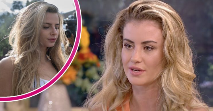 Abducted model Chloe Ayling talking on Good Morning Britain with inset first look image of Kidnapped on BBC