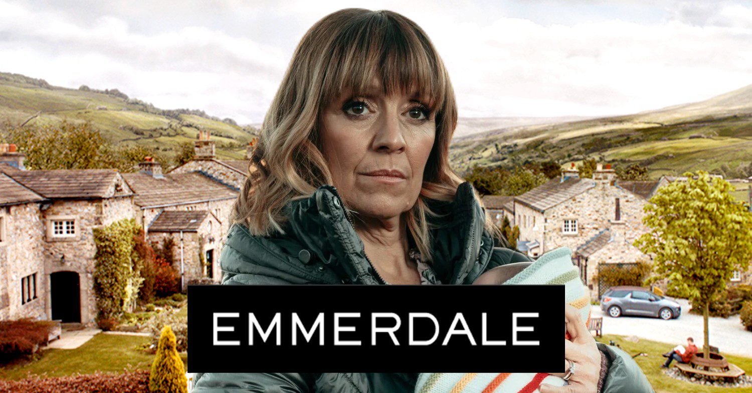 Rhona holding baby Ivy on Emmerdale (Credit: ITV/Composite: ED!)