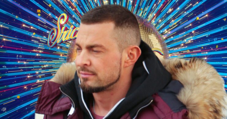 Robin Windsor frowning in a furry red coat