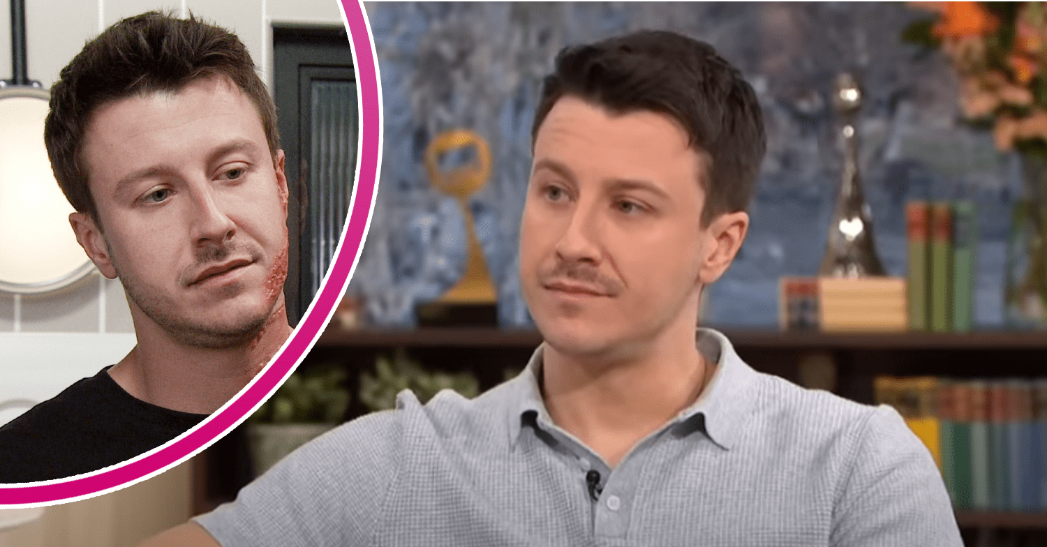 Ryan Prescott talking in interview; inset, as Ryan Connor (Credit: ITV/Composite: ED!)