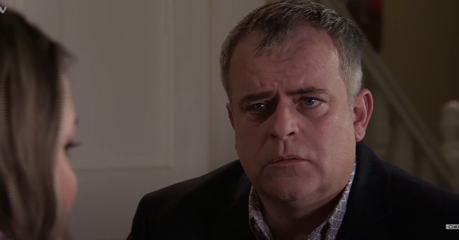 Steve looking upset on Corrie