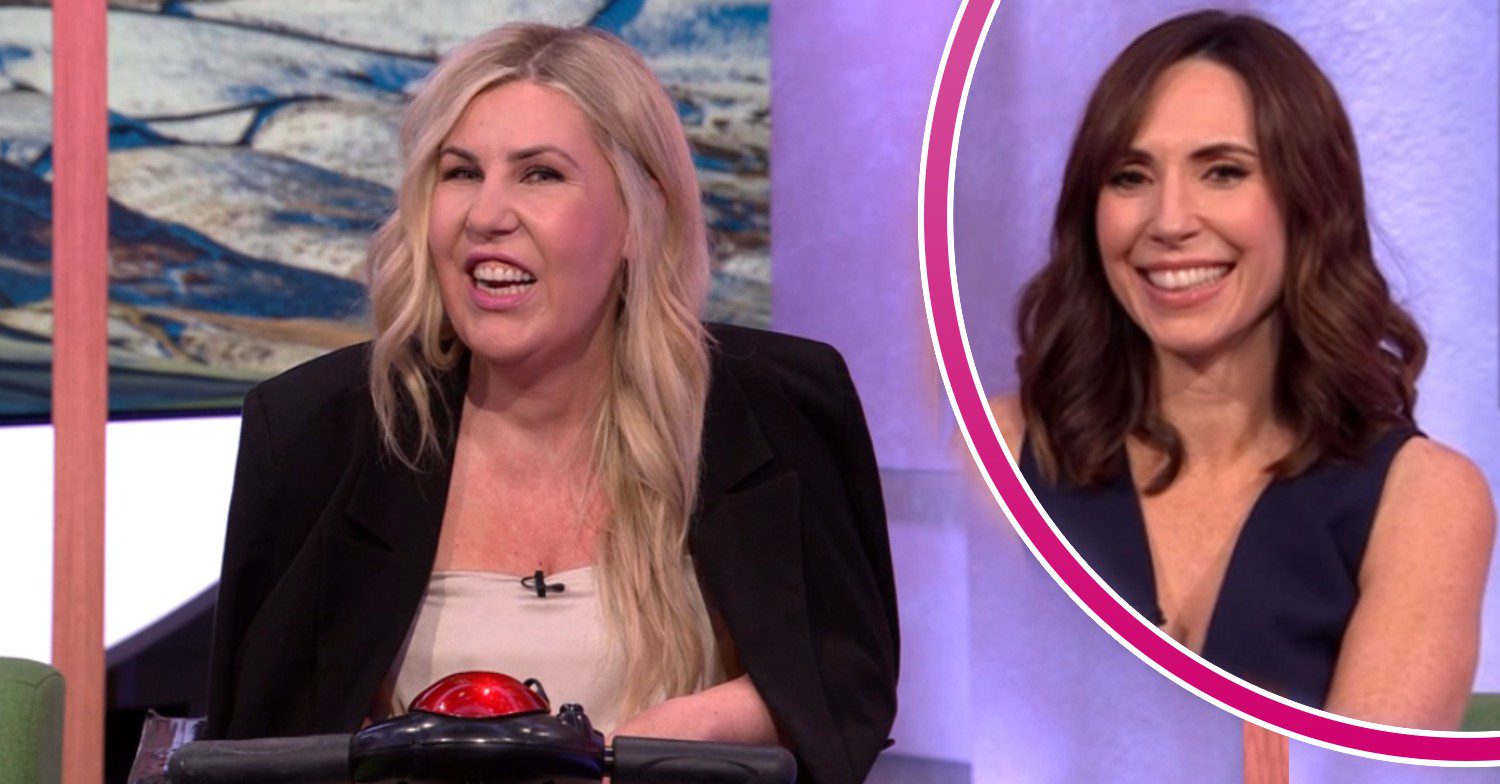 Nikki Fox and Alex Jones smiling on The One Show