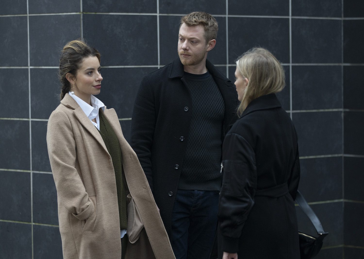 Coronation Street's Daisy, Daniel and Bethany are talking outside