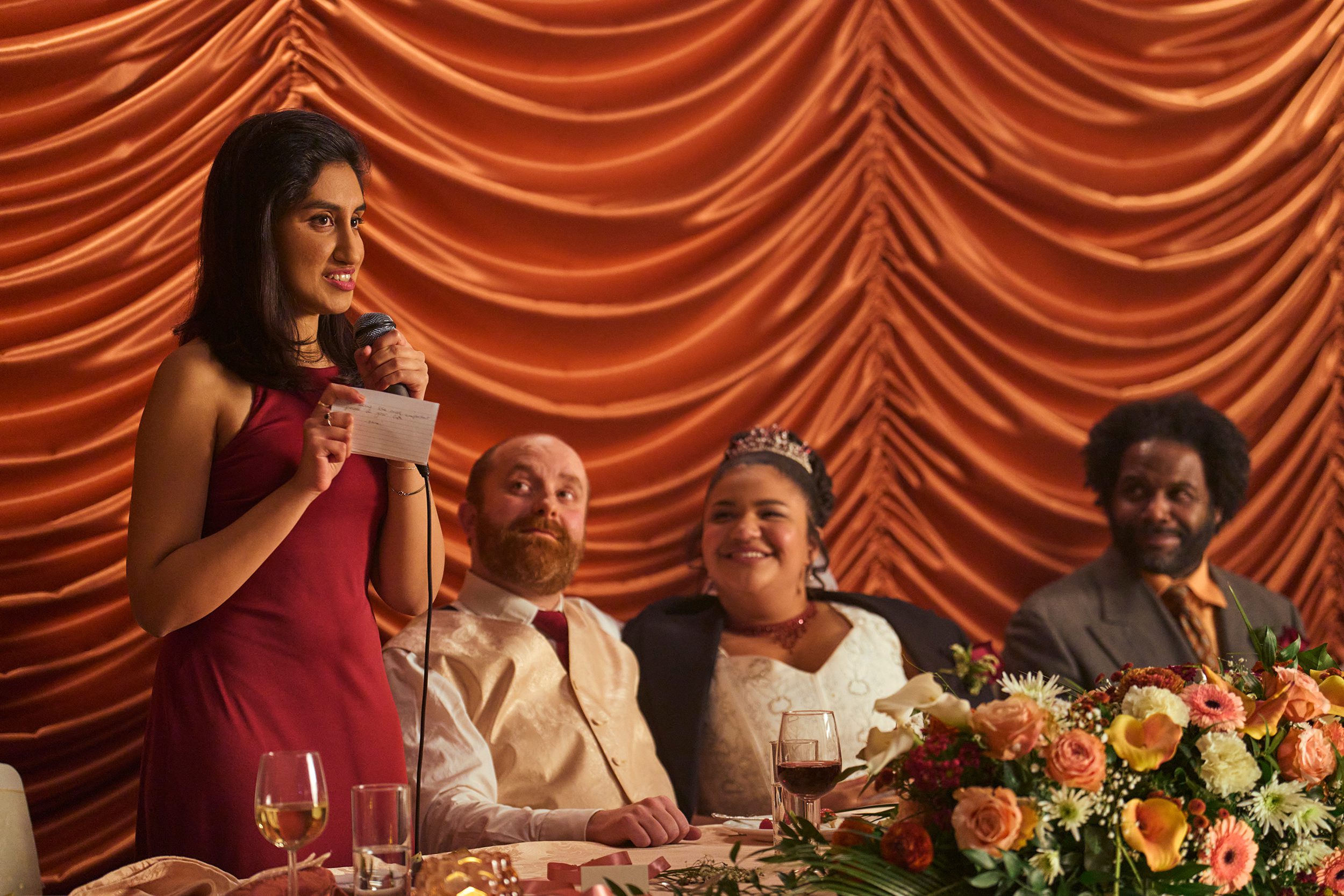 Emma gives a wedding speech in One Day