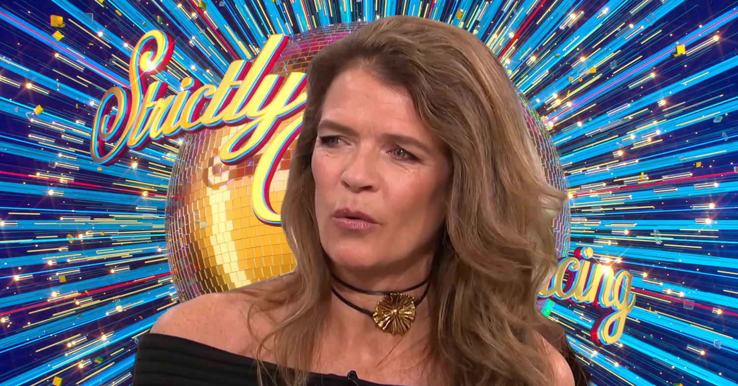 Strictly logo and Annabel looking serious