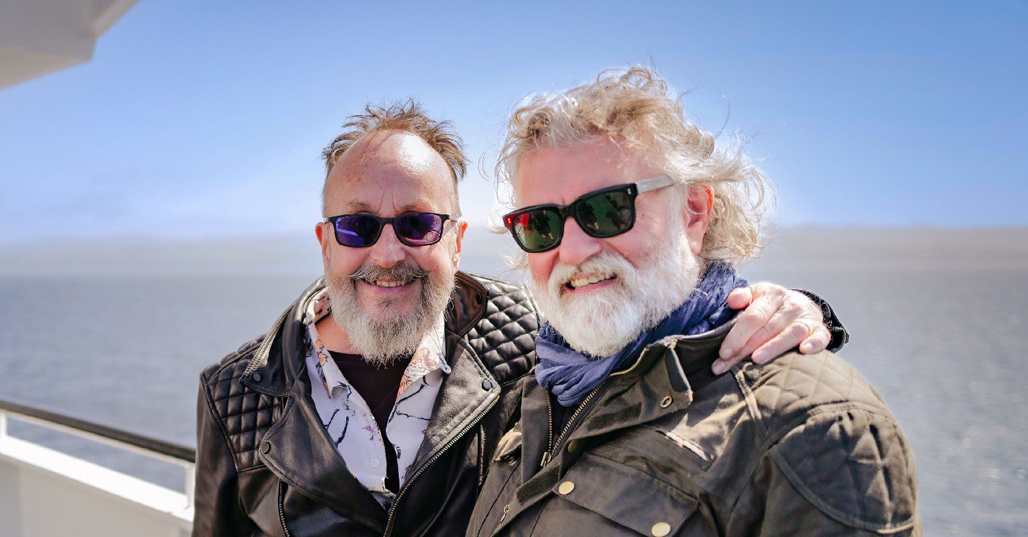 Dave Myers and Si King smiling on Hairy Bikers
