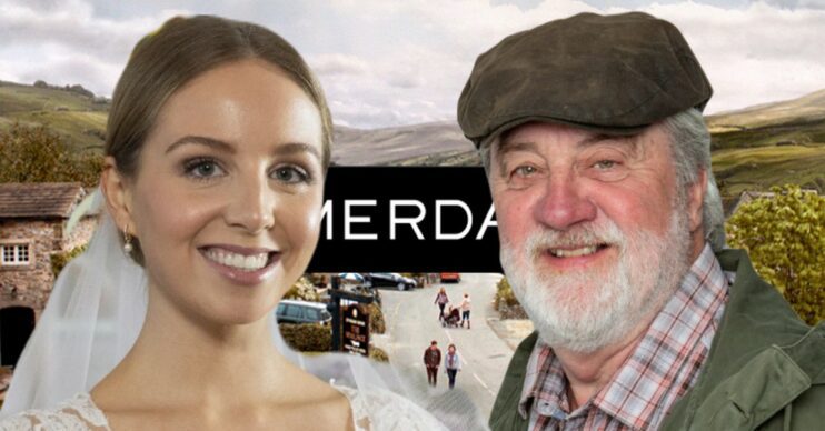 Emmerdale logo with Belle and Zak smiling