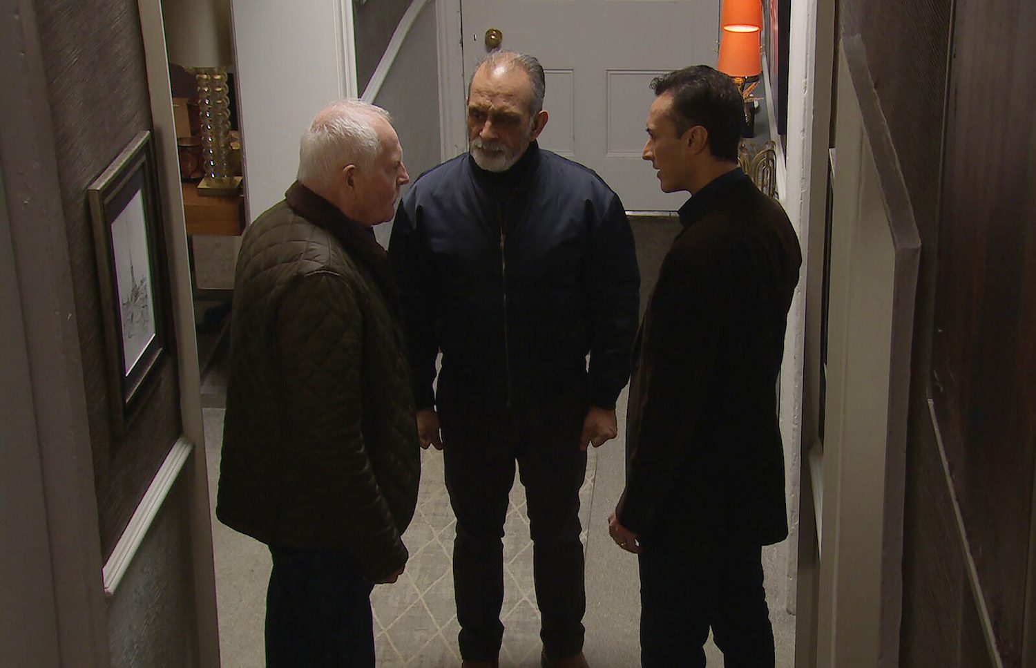 Emmerdale's Eric, Amit and Jai are talking in the Sharma house