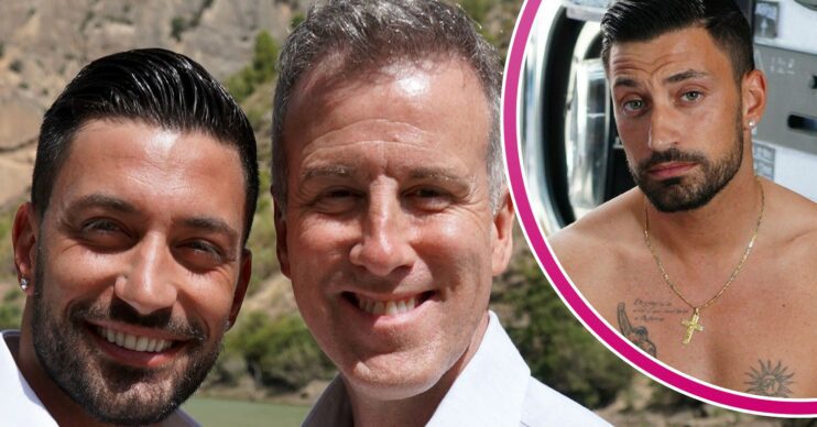 Giovanni Pernice and Anton Du Beke smiling in the sunshine and Gio topless inset