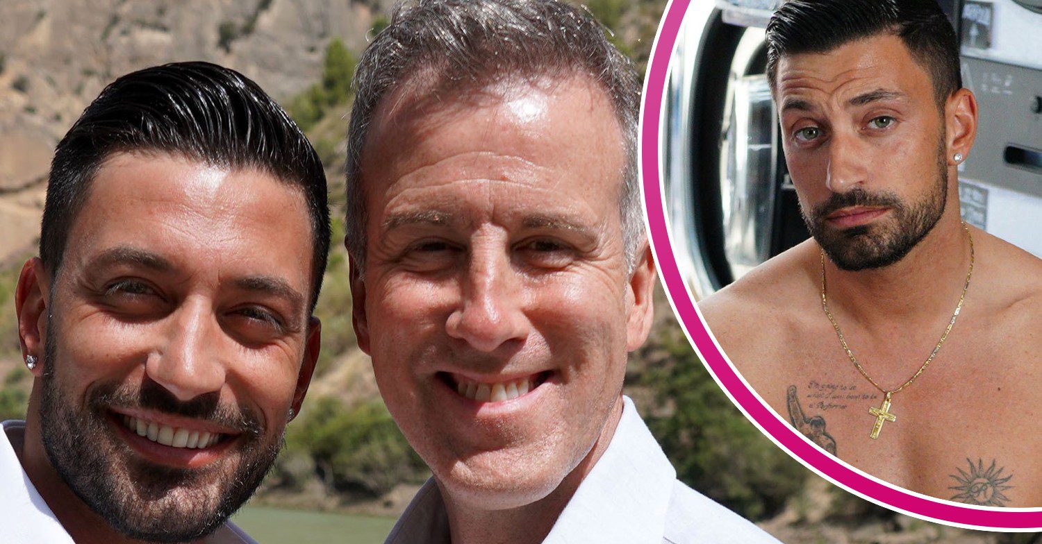 Giovanni Pernice and Anton Du Beke smiling in the sunshine and Gio topless inset