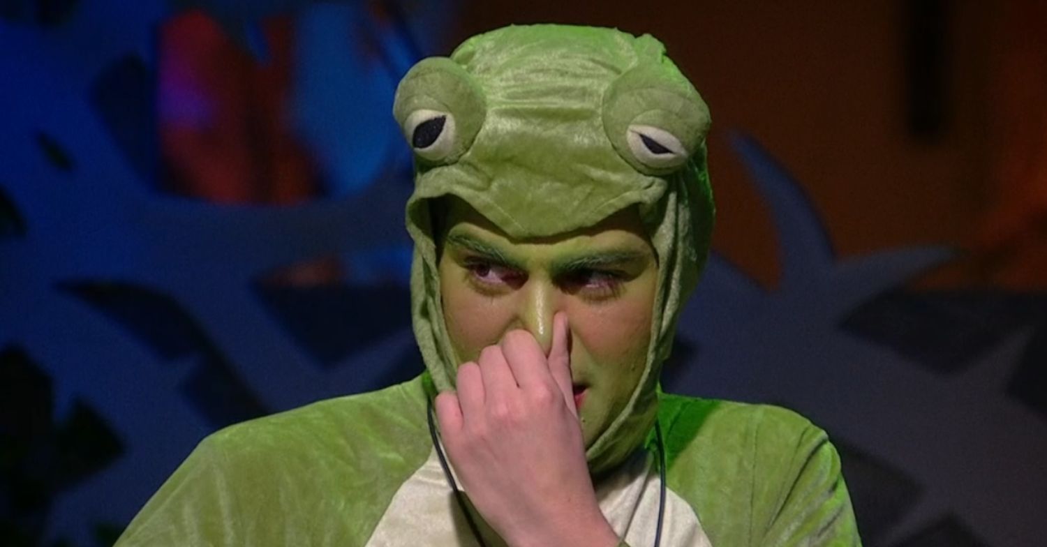 Bradley Riches covering his nose on Celebrity Big Brother 2024