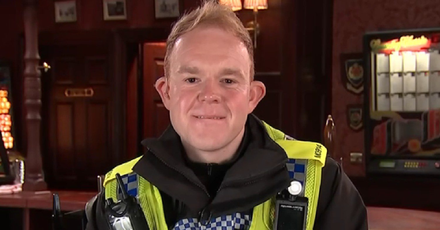 Colson Smith on Coronation Street set