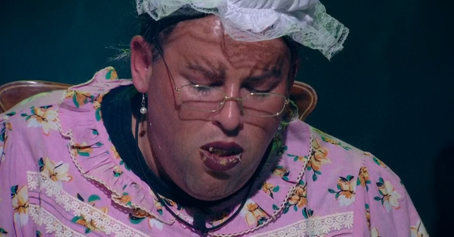 David Potts with a mouth full of food on Celebrity Big Brother 2024