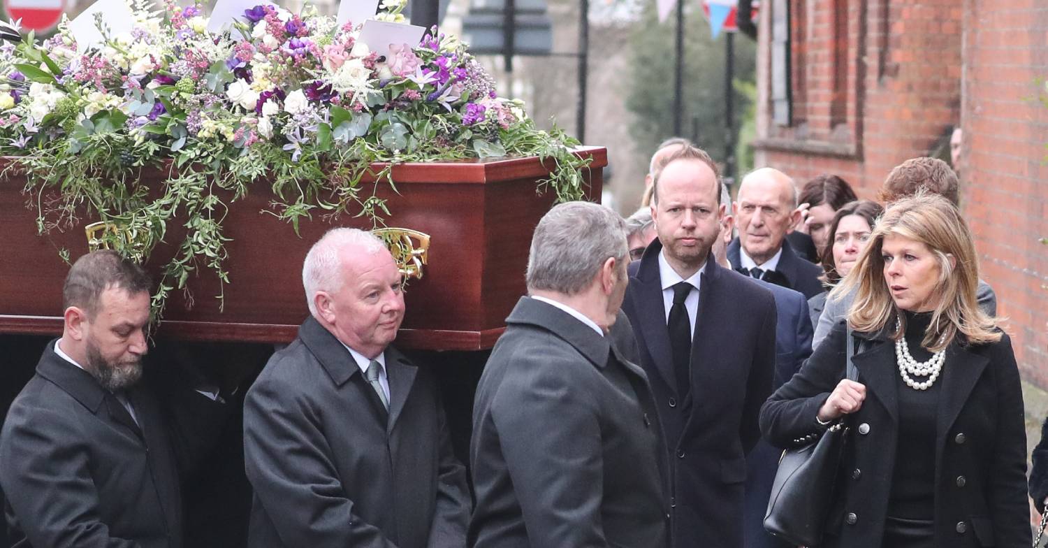 Kate Garraway attends the funeral of her late husband Derek Draper
