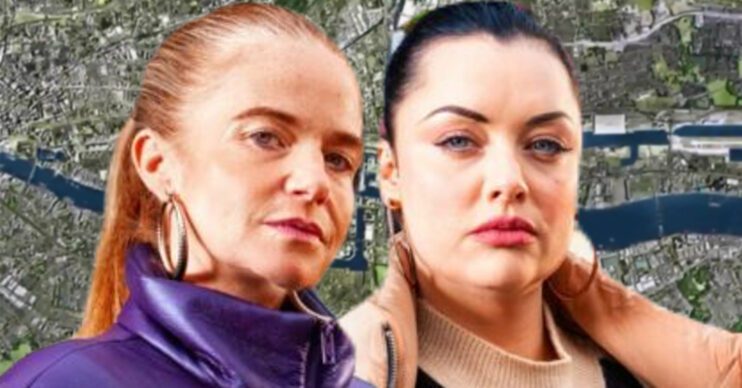 EastEnders' Bianca, Whitney, the background of the Thames