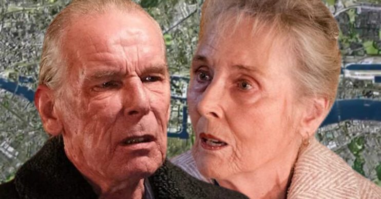 EastEnders' Eddie, Gloria, the background of the Thames