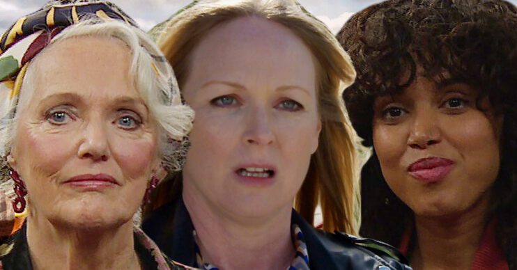 Emmerdale's Mary, Vanessa, Suzy, the background of the Dales
