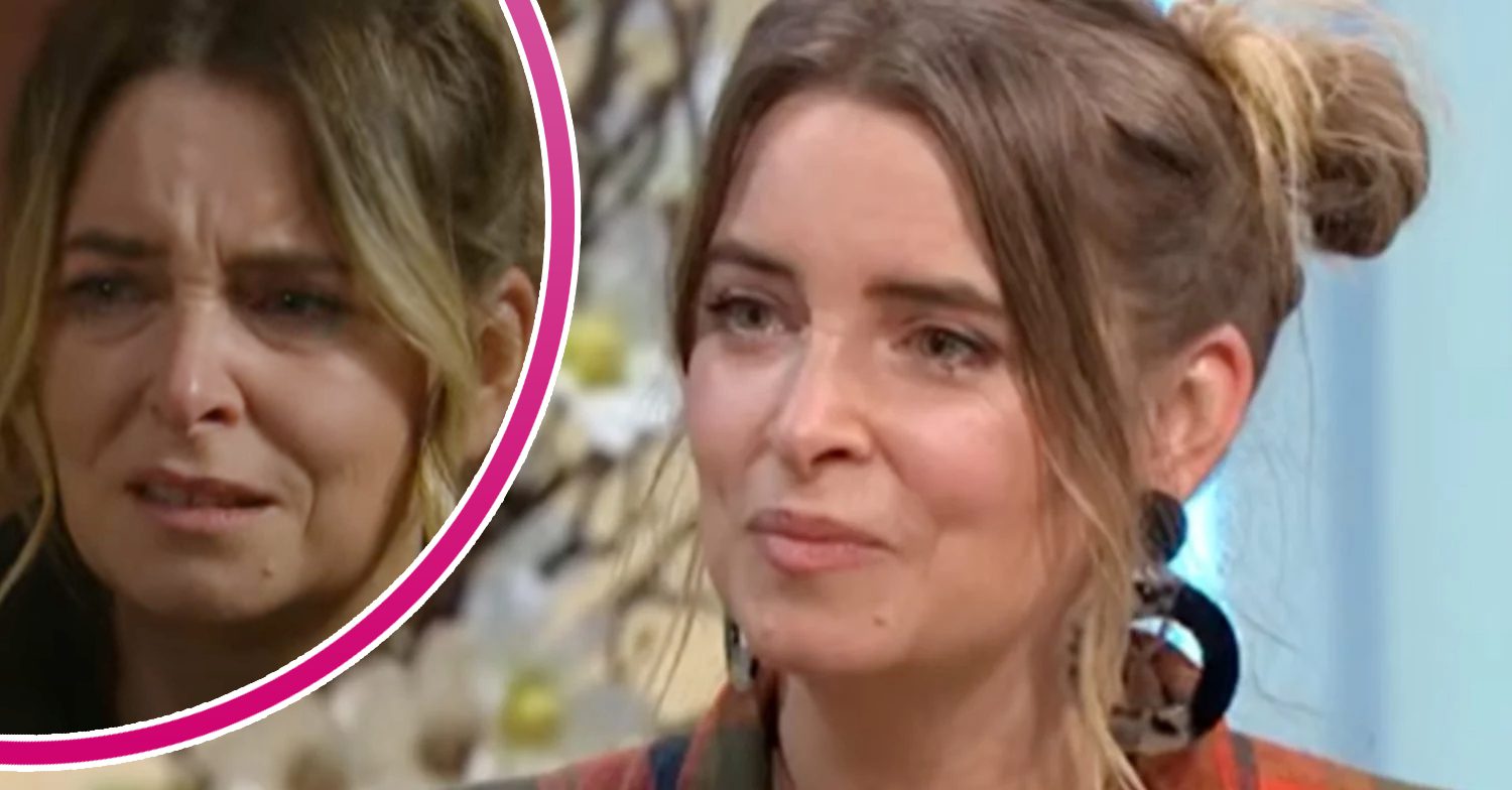 Emmerdale's Emma Atkins, and in a bubble is Charity