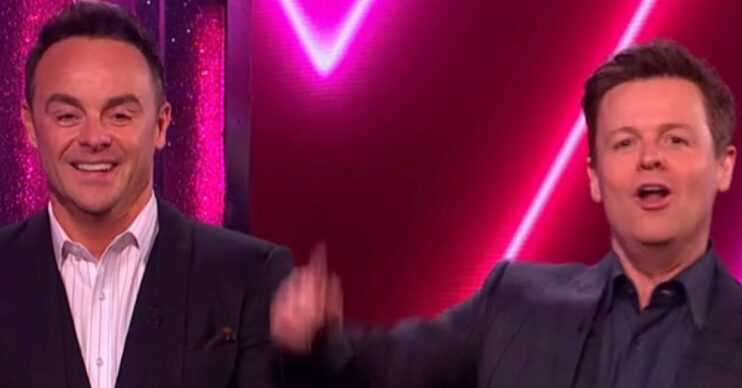 Ant and Dec smile and gesticulate on Saturday Night Takeaway (Credit: ITV)