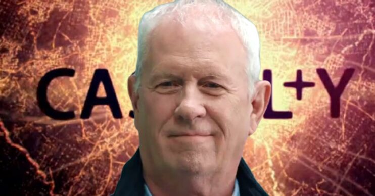 Comp image of Charlie Fairhead on the Casualty background (Credit: BBC/Comp ED!)