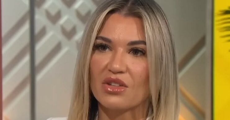 Christine McGuinness looks tense on Lorraine (Credit: ITV)