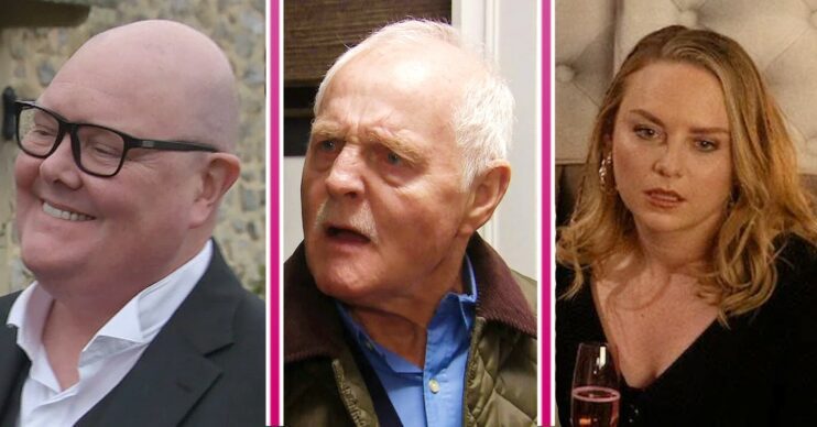Emmerdale spoilers comp image: Paddy, Pollard, Amy (Credit: ITV/Comp ED!)