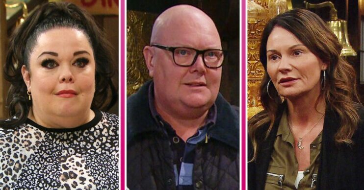 Emmerdale comp image of Mandy, Paddy and Chas (Credit: ITV/Comp ED!)