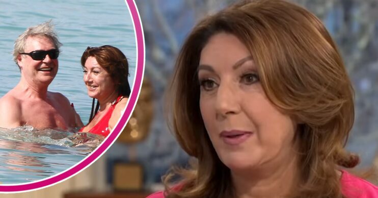 Jane McDonald speaking on This Morning and in the sea with Ed inset