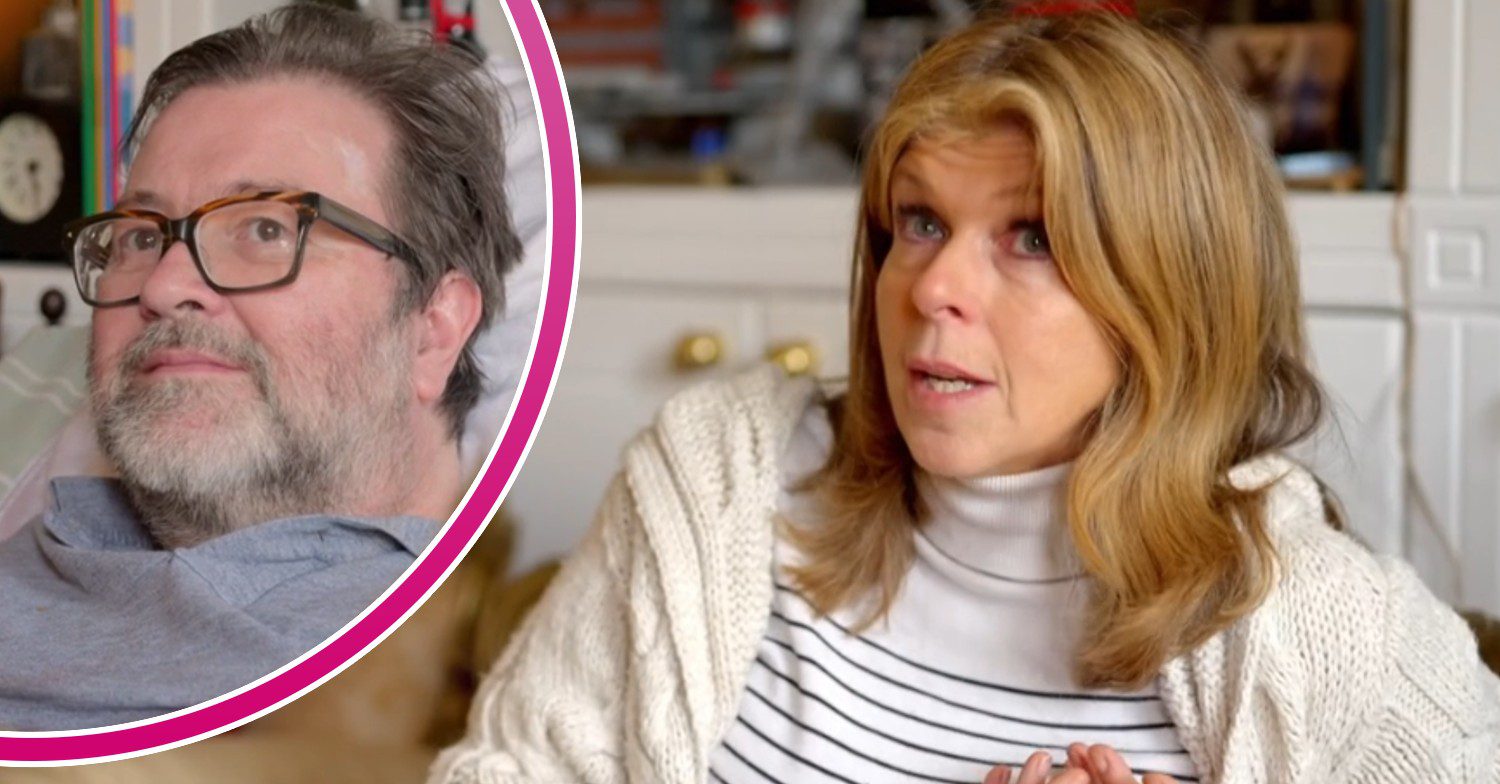 Kate Garraway speaking and husband Derek Draper looking at camera on documentary