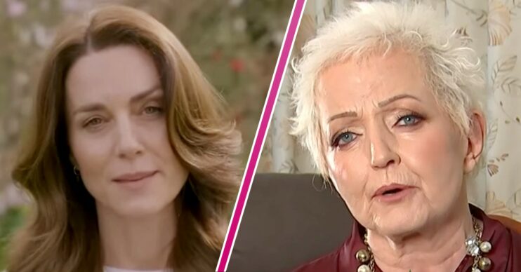 Princess Kate close up and Linda Nolan speaking to camera