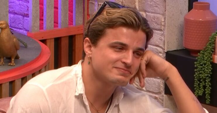 Nikita Kuzmin crying whilst talking to Fern Britton on Celebrity Big Brother