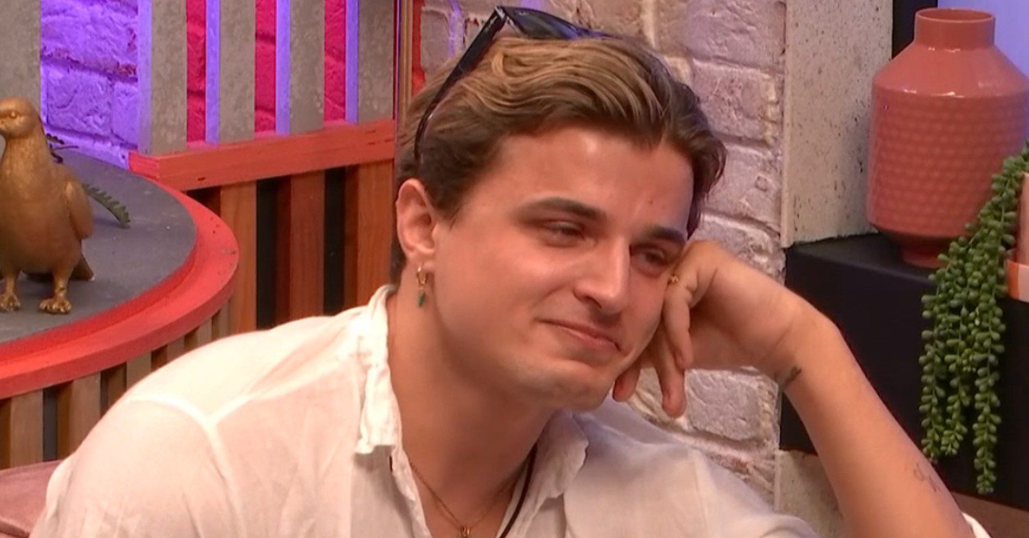 Nikita Kuzmin crying whilst talking to Fern Britton on Celebrity Big Brother