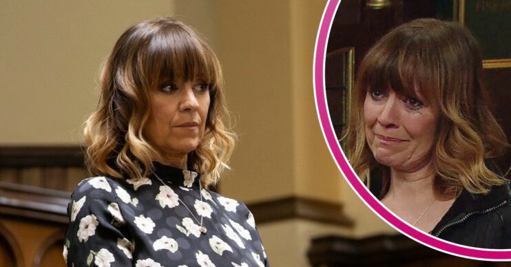 Rhona looks worried in court; inset, crying (Credit: ITV/Composite: ED!)