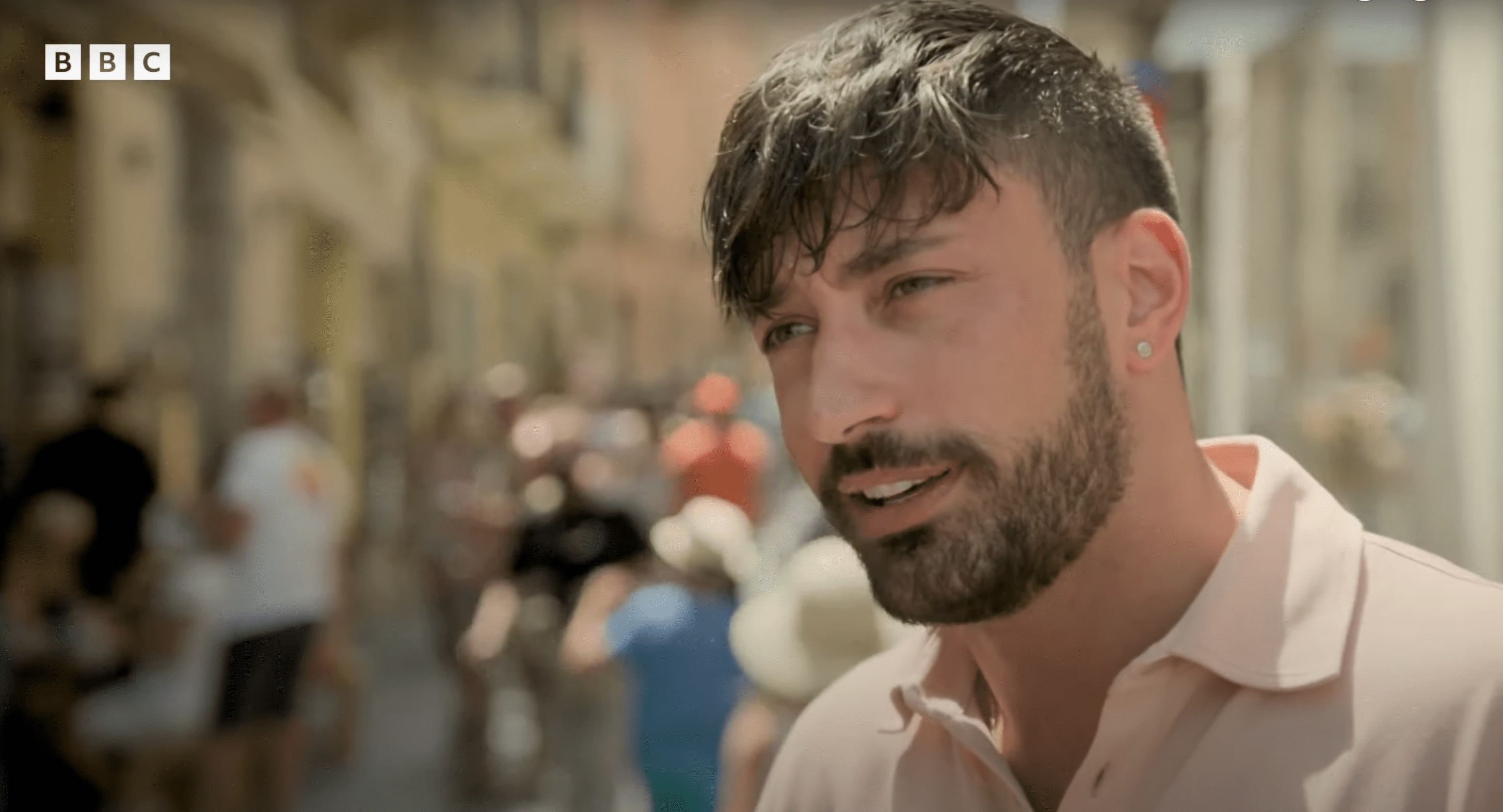 Giovanni Pernice smiling whilst starring on Adventures in Sicily
