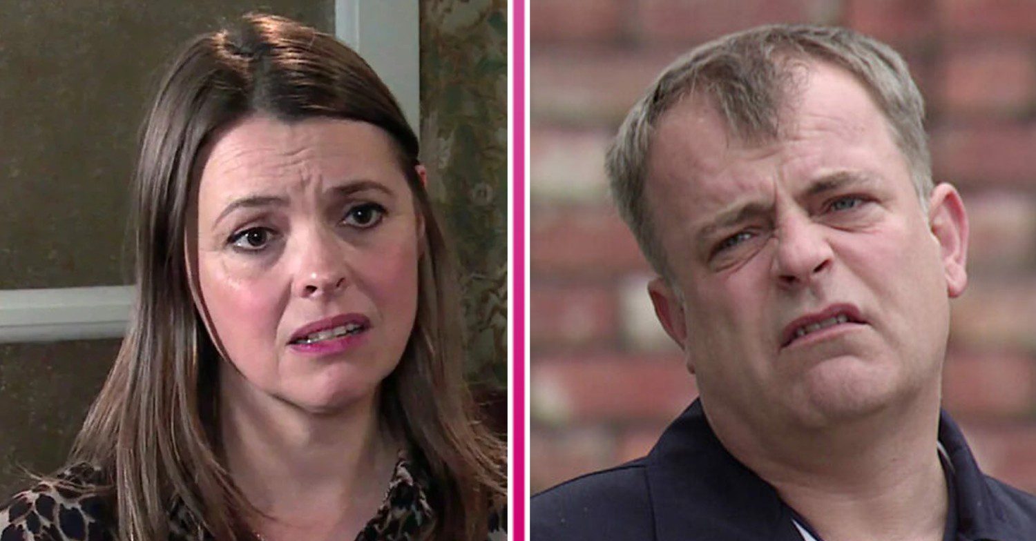 Composite image of Steve and Tracy on Coronation Street, both looking upset and confused (Credit: ITV/Composite: ED!)