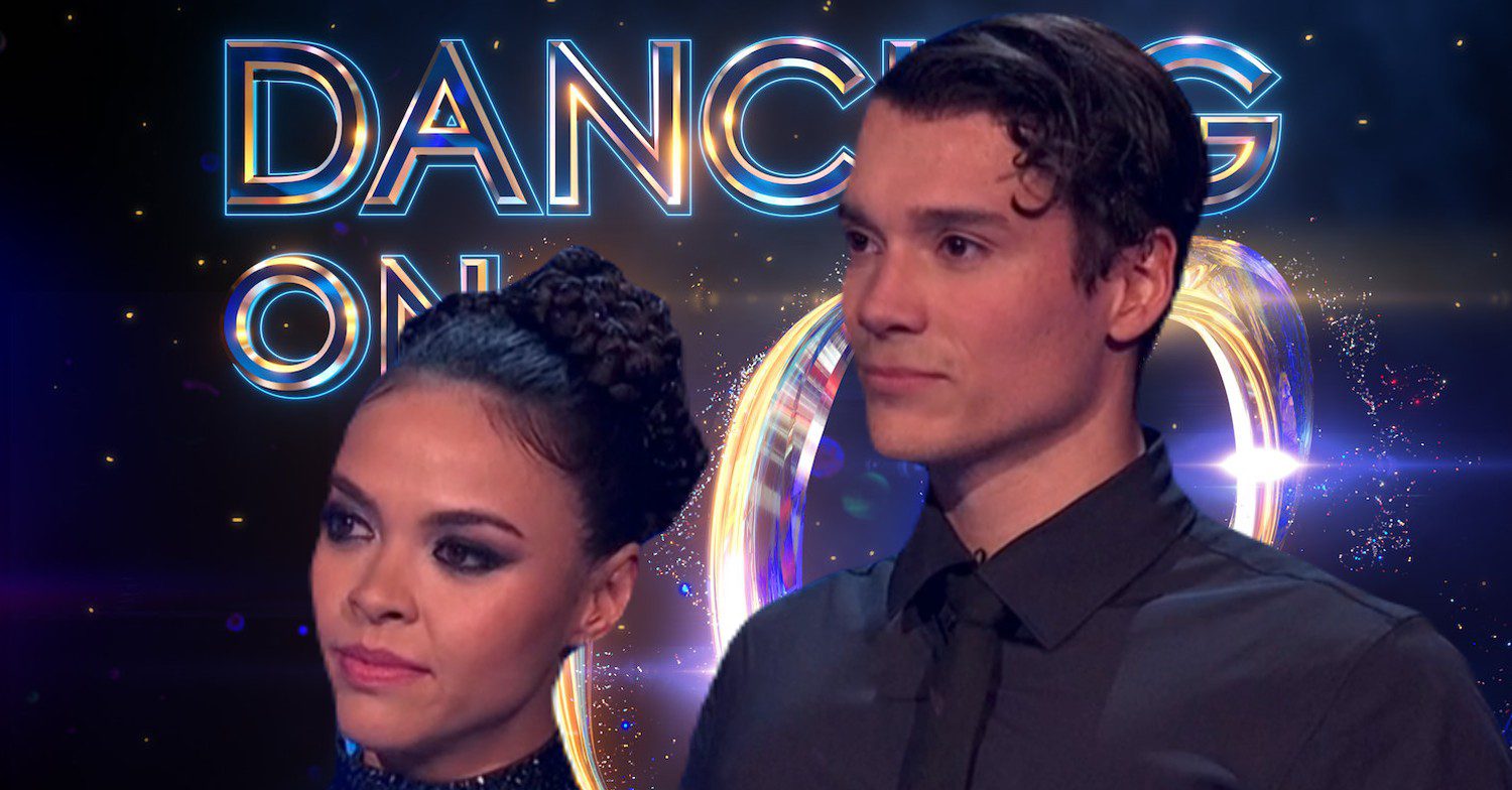 Vanessa Bauer and Miles Nazaire looking downbeat on Dancing On Ice