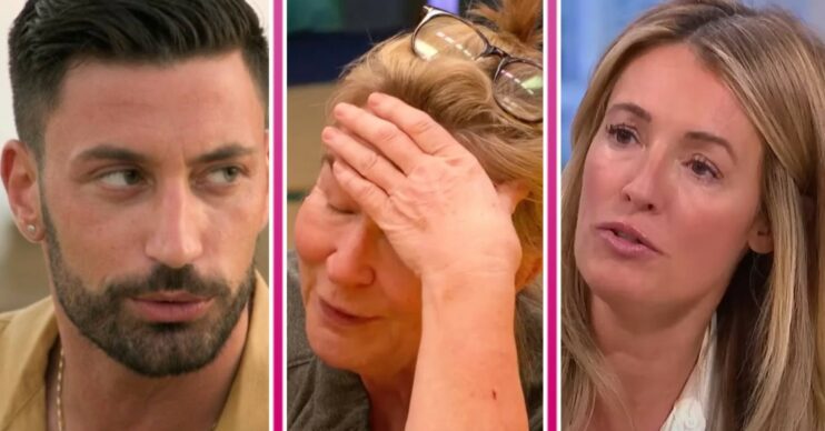 Giovanni Pernice looks unsure, Fern Britton seems tired, and Cat Deeley looks concerned