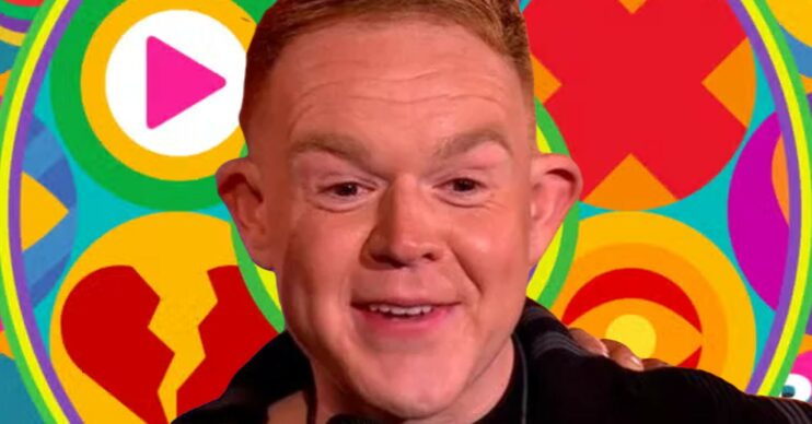 Colson Smith smiling in front of Celebrity Big Brother logo