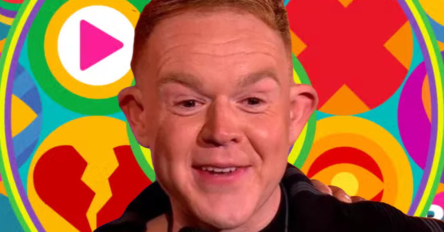 Colson Smith smiling in front of Celebrity Big Brother logo