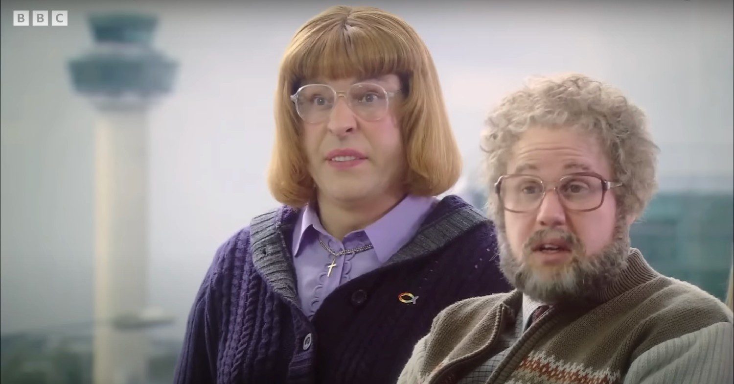 David Walliams and Matt Lucas in character on Come Fly With Me 