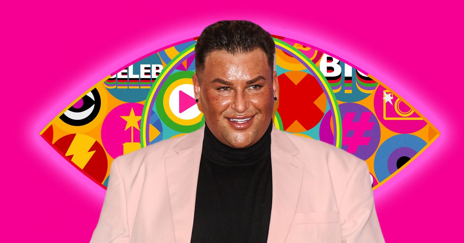David Potts smiling / Celebrity Big Brother logo