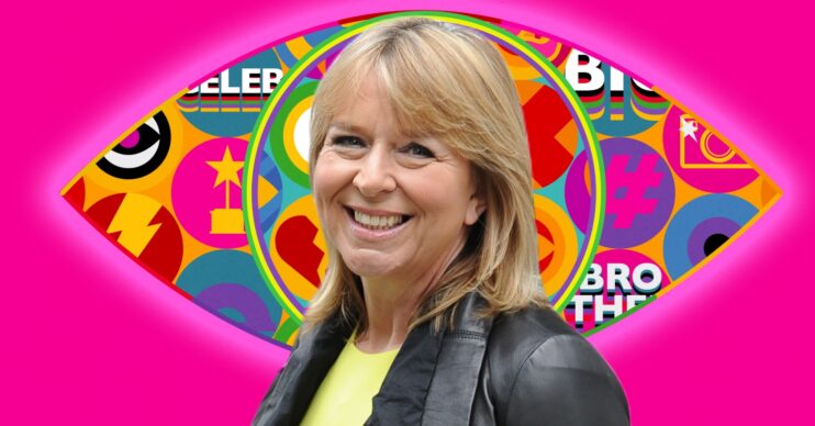 Fern Britton smiling / Celebrity Big Brother logo