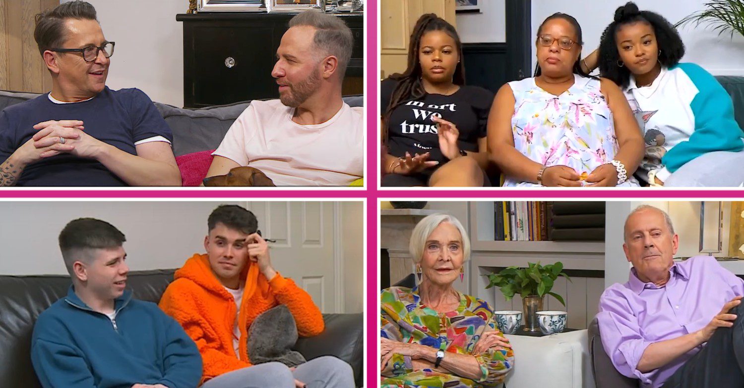 Stephen and Chris on Gogglebox / The Walker family / Joe and George Baggs / Gyles Brandreth and Sheila Hancock