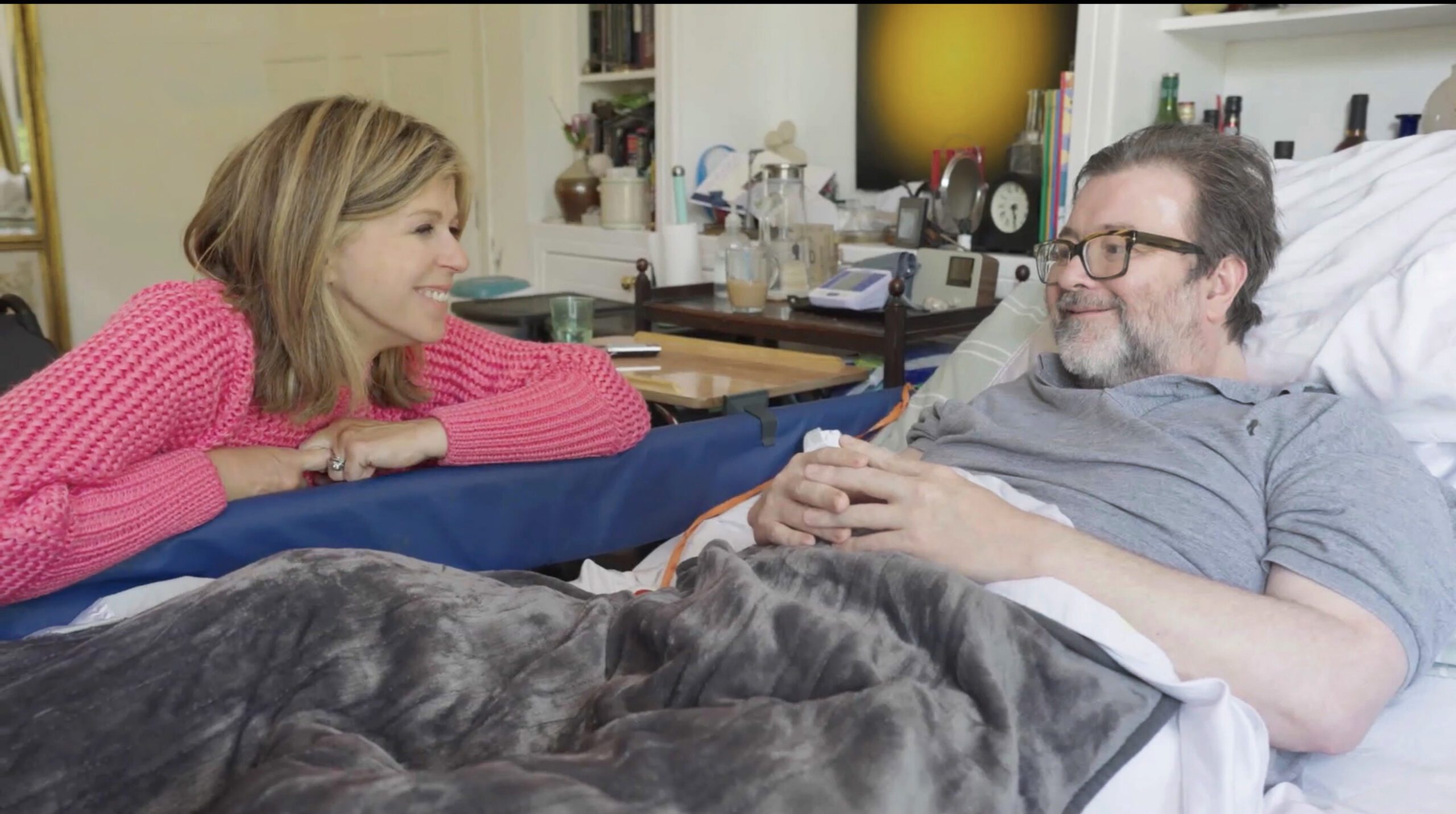 Kate Garraway looking at Derek Draper in ITV documentary