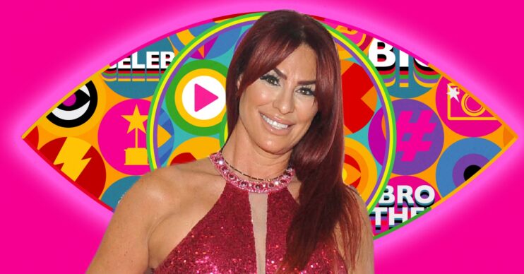Lauren Simon smiling on the Celebrity Big Brother background