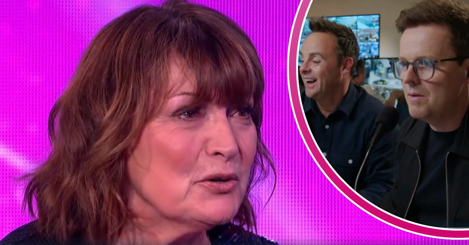 Lorraine Kelly smirking / Ant and Dec watching a screen on Saturday Night Takeaway