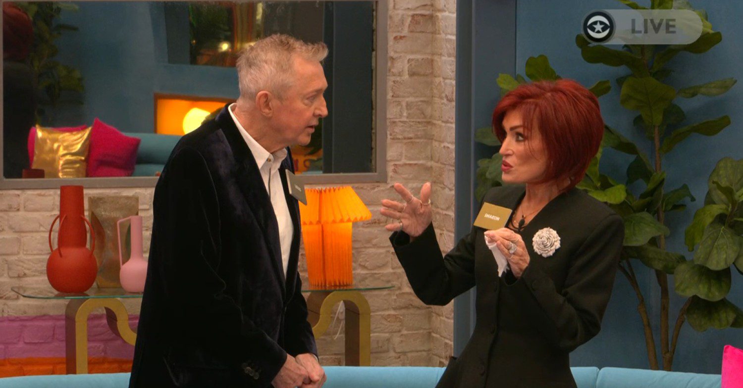 Louis Walsh and Sharon Osbourne speaking on Celebrity Big Brother