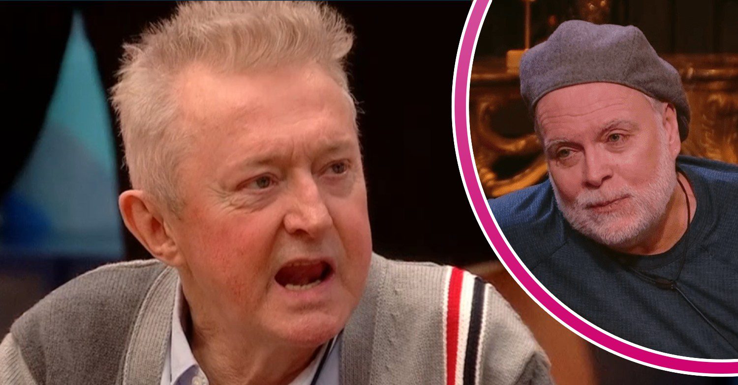 Louis Walsh speaking / Gary Goldsmith looking sad in a hat on Celebrity Big Brother